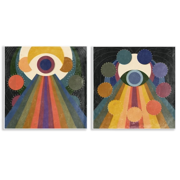 Stupell Industries Spiritual Eye Boho Shapes Religious & Spiritual Painting Unframed Art Print Wall Art, 12 x 12, Set of 2