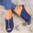 thumbnail image 4 of FNNMNNR Denim Platform Wedges Women Espadrille Wedges Sandals with Knotty Bow Detail, 4 of 7