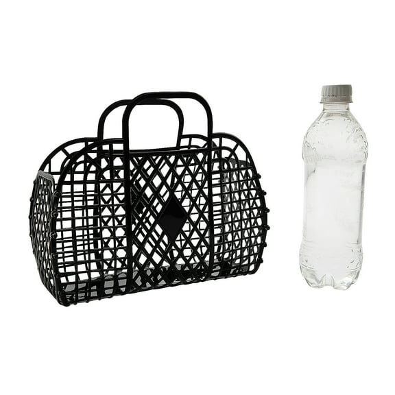 Medium Black Jelly Tote Bags - 6 Pieces