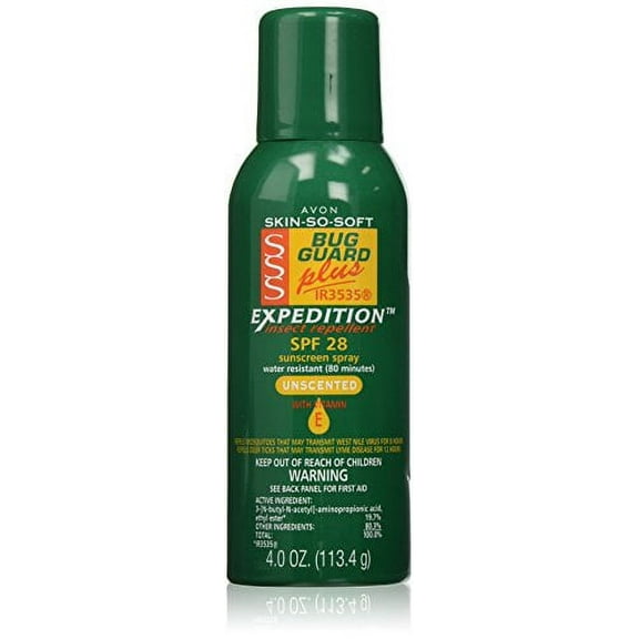 Avon Skin-So-Soft Sunscreen Bug Guard Plus Expedition SPF 28 Aerosol Spray, 4 Oz
