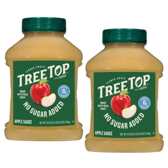 Tree Top No Sugar Added Apple Sauce, No Artificial Flavors or Colors, 47.3 oz Jars (2 Pack)