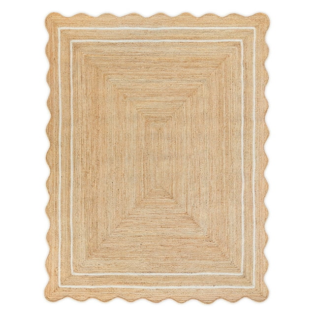 Alfombra Village Wave, yute festoneado natural, blanco roto, 90 x 150 cm