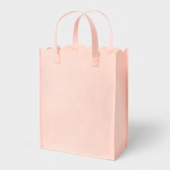Medium Reusable Felt Scalloped Edge 12.6"x10" Gift Bag Light Pink