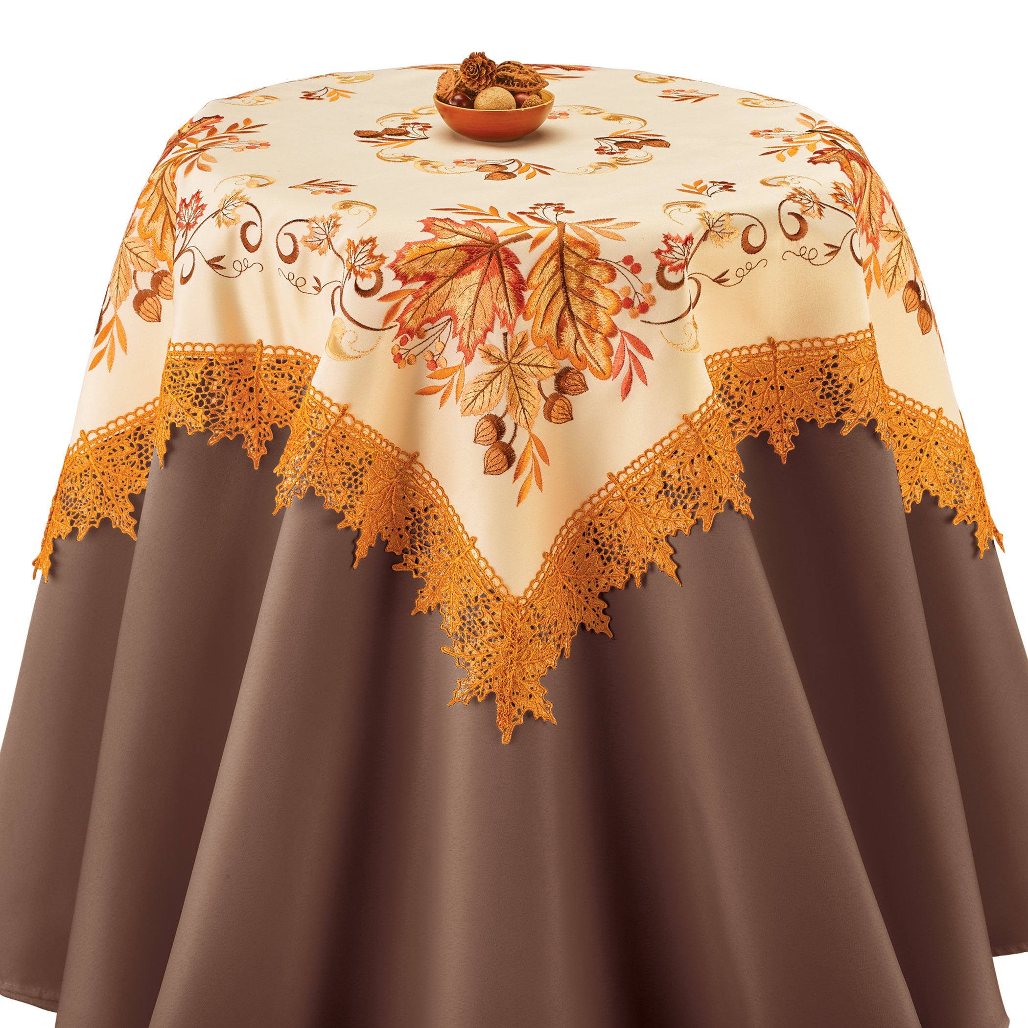 The Big One Fall autumn Leaves acorn Thanksgiving 60 x 84 Oblong Tablecloth new 