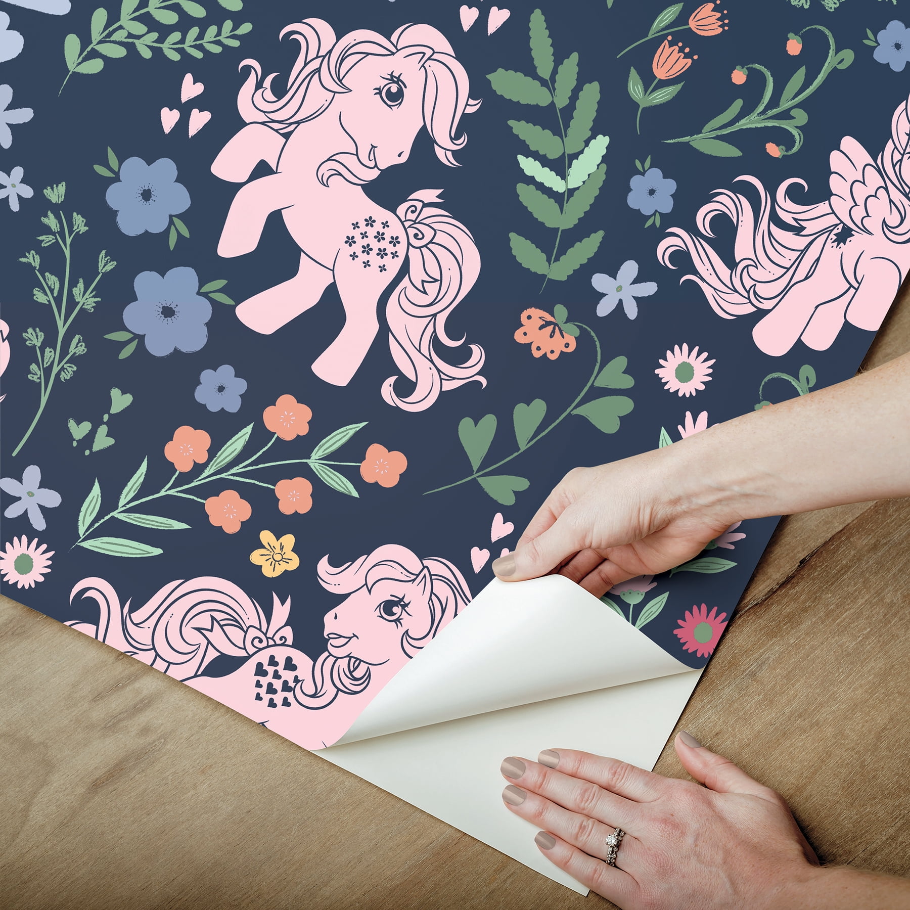 RoomMates My Little Pony Retro Floral Blue Peel and Stick Wallpaper