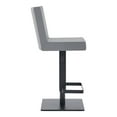thumbnail image 3 of 44" Gray Faux Leather And Iron Swivel Adjustable Height Bar Chair, 3 of 3