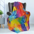 thumbnail image 4 of Digital Soft Flannel Fleece Blanket, Abstract Colorful Image Mosaic Blurry Bee Hive Like Geometric Lines Image Artwork, Cozy Plush for Indoor and Outdoor Use, 70" x 90", Multicolor, by Ambesonne, 4 of 5