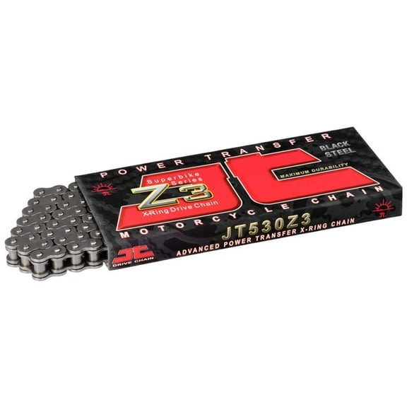 JT Chain JTC530Z3122RL (530 Series) Black Steel 122 Link Super Heavy Duty X-Ring Chain with Connecting Link