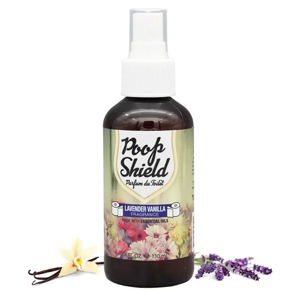 Poop Shield Lavender Vanilla Toilet Spray Odor Eliminator Air Freshener 4.4Oz