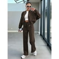 thumbnail image 4 of Lounge Sets for Women Sweatsuit 2 Piece Outfits Sweatshirt Wide Leg Sweatpant Tracksuit Matching Set Coffee XXL, 4 of 8