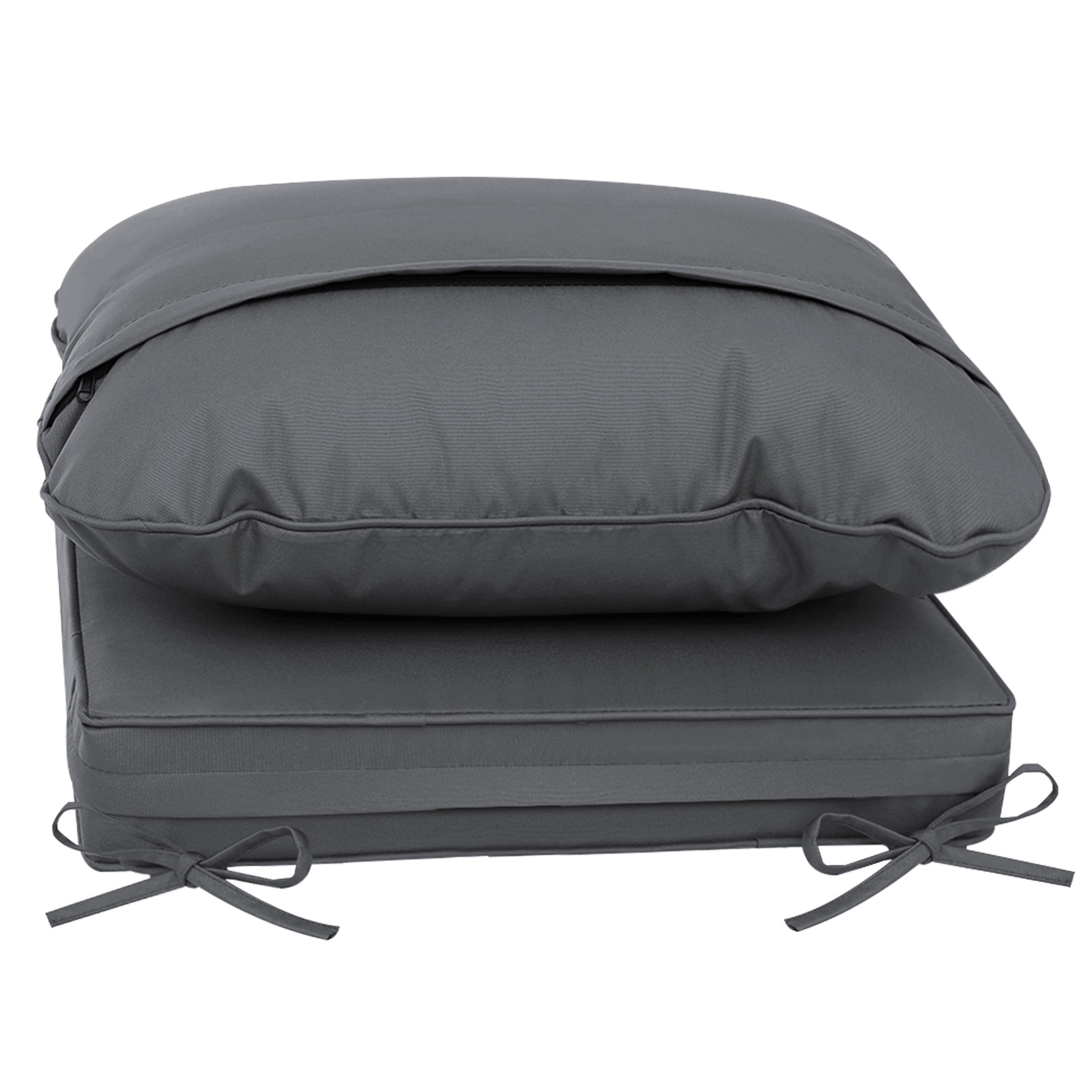 24 x 24 Waterproof Outdoor Deep Seat Cushion for Patio Furniture Cushion Replacement - Set of 4, Dark Gray