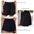 thumbnail image 4 of Women Wide Leg Shorts Drawstring Elastic High Waist Pure Color Breathable Summer Shorts, 4 of 5
