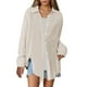 thumbnail image 2 of Blusa de manga larga,Blusa de manga larga para mujer, camisa informal de poliéster con bolsillo, color liso para uso diario, sopatenor, 2 of 8
