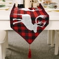thumbnail image 1 of Christmas Tablecloth Knitting Table Flag with Tassel Desktop Tableware Long Placemat Furniture Protection for Home Dinner Hotel Elk, 1 of 9