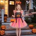 thumbnail image 2 of NIEWTR Kids Girls Halloween Pumpkin Dress Costume For Girls Tutu Dresses With Headband Cosplay Fancy Outfits, 2 of 9