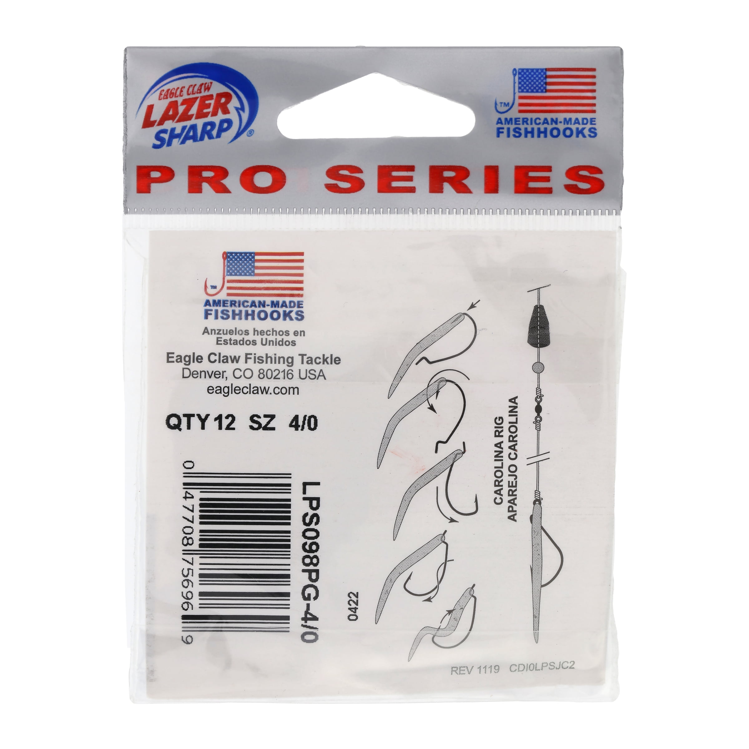 (2 pack) Lazer Sharp LPS098PG-4/0 Jason Christie Heavy Wire EWG Worm Hook, Size 4/0