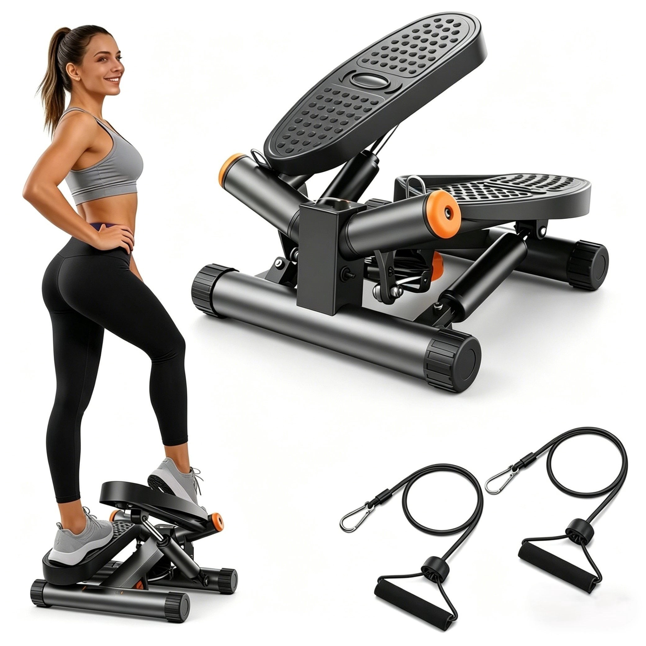 Multifunctional Mini Treadmill, Foldable Flat Design with Climbing Trainer & Resistance Band, Easy Storage, Ideal for Home Workout for Men & Women