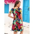 thumbnail image 4 of Chiclily Women's Summer Dresses Casual T Shirt Dresses Multicolored Medium Short Sleeve Flowy Beach Sundress with Pockets, 4 of 7