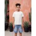 thumbnail image 5 of CAIVO Child Boys Blue Denim Shorts For Drawn With Washed Distressed Style And Classic Fit Comfort Comfort Bottoms, 5 of 7