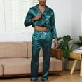 thumbnail image 6 of KyCheLot Men's Satin Silky Pajama Sets Classic Long Sleeve Button down Sleepwear Long Pants with Pockets Sets, 6 of 6