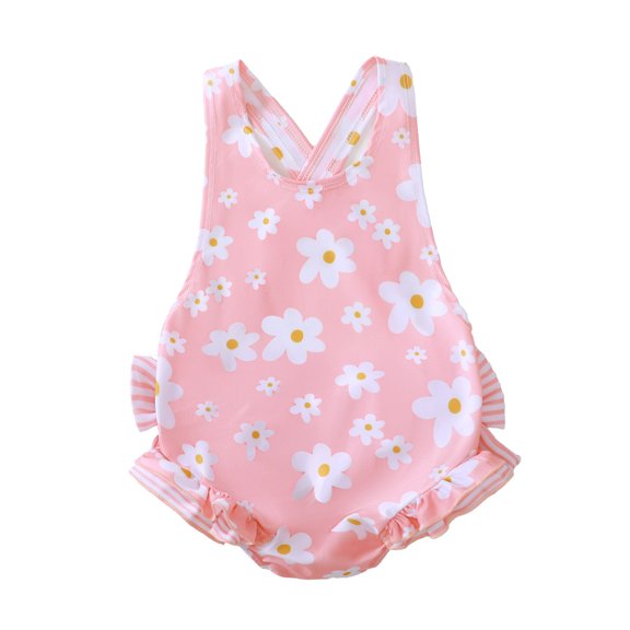 Aojekbee Baby Girl Tankini Swimsuits Summer Floral Print Sleeveless Swimwear for Toddler Bathing Suits Beachwear