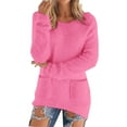 thumbnail image 2 of Long Sleeve Tops Pullover Sweaters for Women Casual Solid Long Sleeve Jumper Sweaters Blouse Sweaters for Women Pink XXXL, 2 of 5