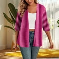 thumbnail image 3 of Agkizg Womens Fall Clothing Plus Size Womens Tops Long Sleeve Blouses Casual Fashion Loose Fitting Random Vertical Stripe 3/4 Sleeve Cardigan Tops L, 3 of 5