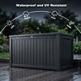 thumbnail image 3 of UIOWIO 200 Gallon Large Outdoor Storage Deck Box,Resin Waterproof UV Resistant Storage Box with Hundles,Outside Lockable Deck Box for Patio Furniture Pool and Sports Equipment,Black, 3 of 9