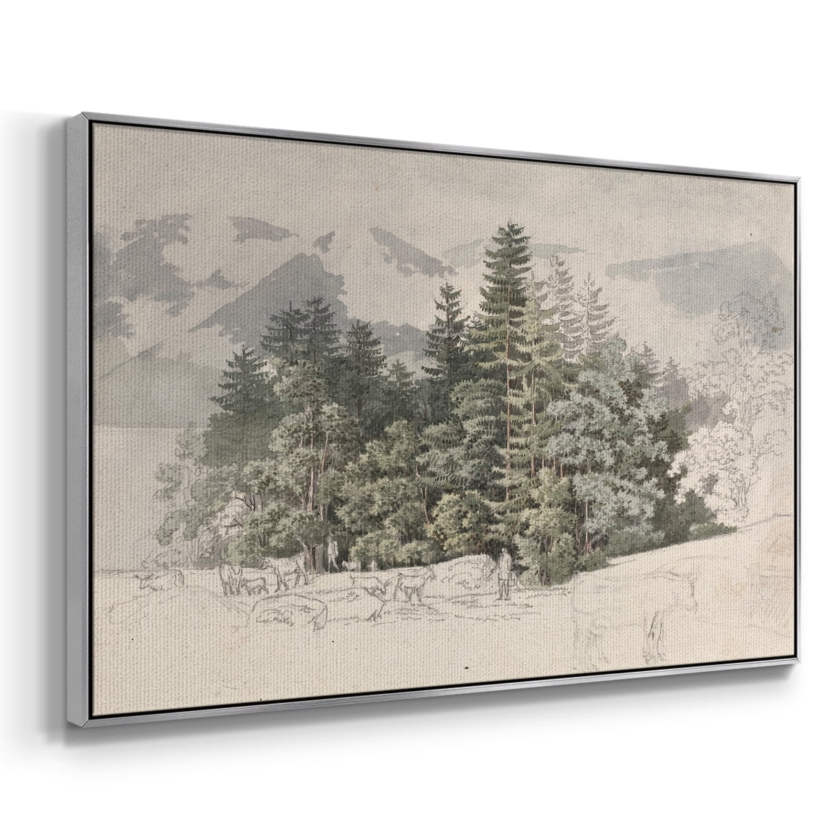 Vintage Landscape-CCLXXV By Wexford Home Framed in Silver Wood Gallery Wrapped Canvas 27 in. x 41 in.