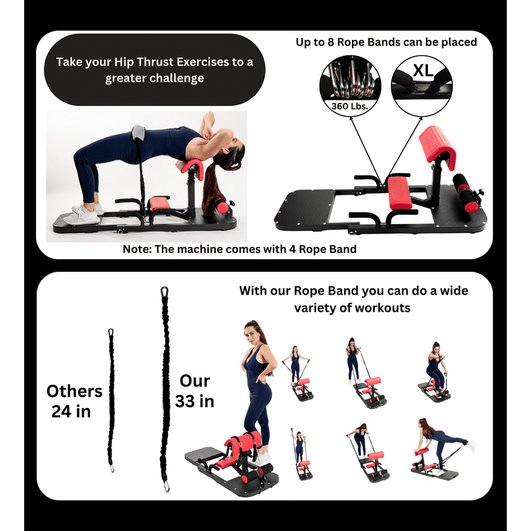 Darcon Hip Thrust Machine - Weight Bench Home Workout Equipment for  Women-Men 45-180 lbs 49x20 x22