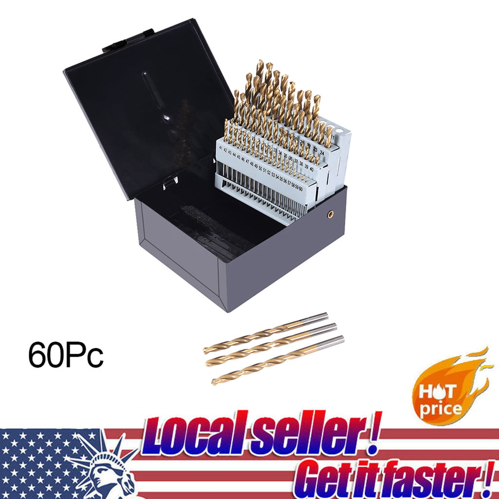 M2 #1 TO #60 HARDENED 60pc HSS NUMBERED DRILL BIT SET WITH METAL
