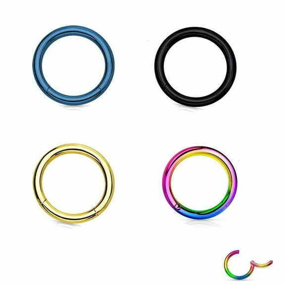 Hinged Clicker Rings 4 Colors Helix Daith Cartilage Tragus Septum 16G 3/8"