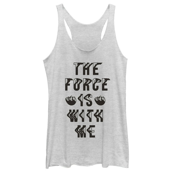 Women's Star Wars The Last Jedi Force With Me Distort Racerback Tank Top White Heather Medium