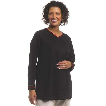 Announcements Maternity Long Sleeve Velvet Trim Top
