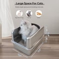 thumbnail image 3 of Stainless Steel Litter Box with Metal Lid and Scoop - Enclosed Metal Litter Box for Large Cats, Rust-Resistant, Odor-Control, Easy to Clean, Durable & Long-Lasting with Round Edge (L), 3 of 5