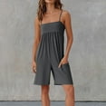 thumbnail image 2 of QATAINLAV Casual Rompers for Women Summer Loose Sleeveless Short Overalls Solid Color Spaghetti Strap Onesie Shorts with Pockets Gray XXL Birthday Gifts, 2 of 7