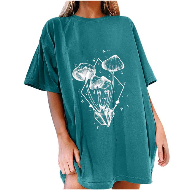 Blusa de manga corta de verano con estampado de sol y luna gótica vintage para mujer Pompotops hfajkhk140812