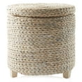 thumbnail image 3 of Casafield 17" Round Storage Ottoman with Lid - Whitewash, Handwoven Footstool for Living Room, Bedroom, Bathroom, Home Office, 3 of 7