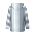 thumbnail image 5 of CaComMARK PI Women's Fleece Lined Zip Up Hoodie Long Sleeve Jacket Lightweight Striped Print Tops with Pockets Blue, 5 of 7