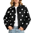 thumbnail image 2 of Lutiedan Women's Polka Dot Cropped Jacket Waterproof Button Front Collared Outerwear Casual Baggy Streetwear Jacket S-3XL, 2 of 8