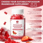 Potassium Magnesium Gummies - High Absorption Magnesium Glycinate 500mg & Potassium Citrate 200mg with B6, D3, K2 & Calcium - Supports Mood, Sleep, Muscle, Heart & Bone Health - 60 Count