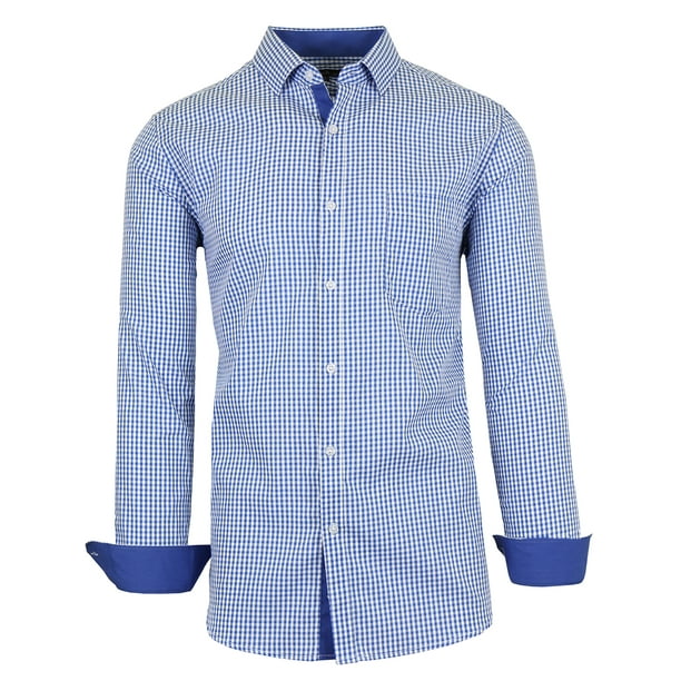 GBH Men's Long Sleeve SlimFit Cotton Casual Dress Shirts With Chest