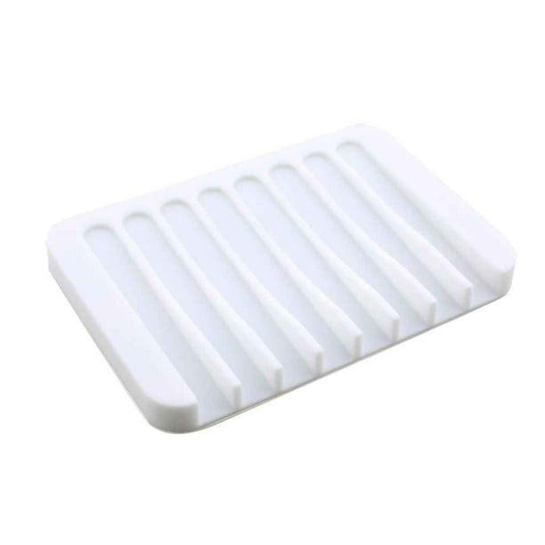 Injueey Jabonera Flexible de silicona para baño, soporte de almacenamiento, bandeja de jabón antideslizante, de esponja de cocina de drenaje Juegos de accesorios de baño Blanco Injueey JJ16920-05