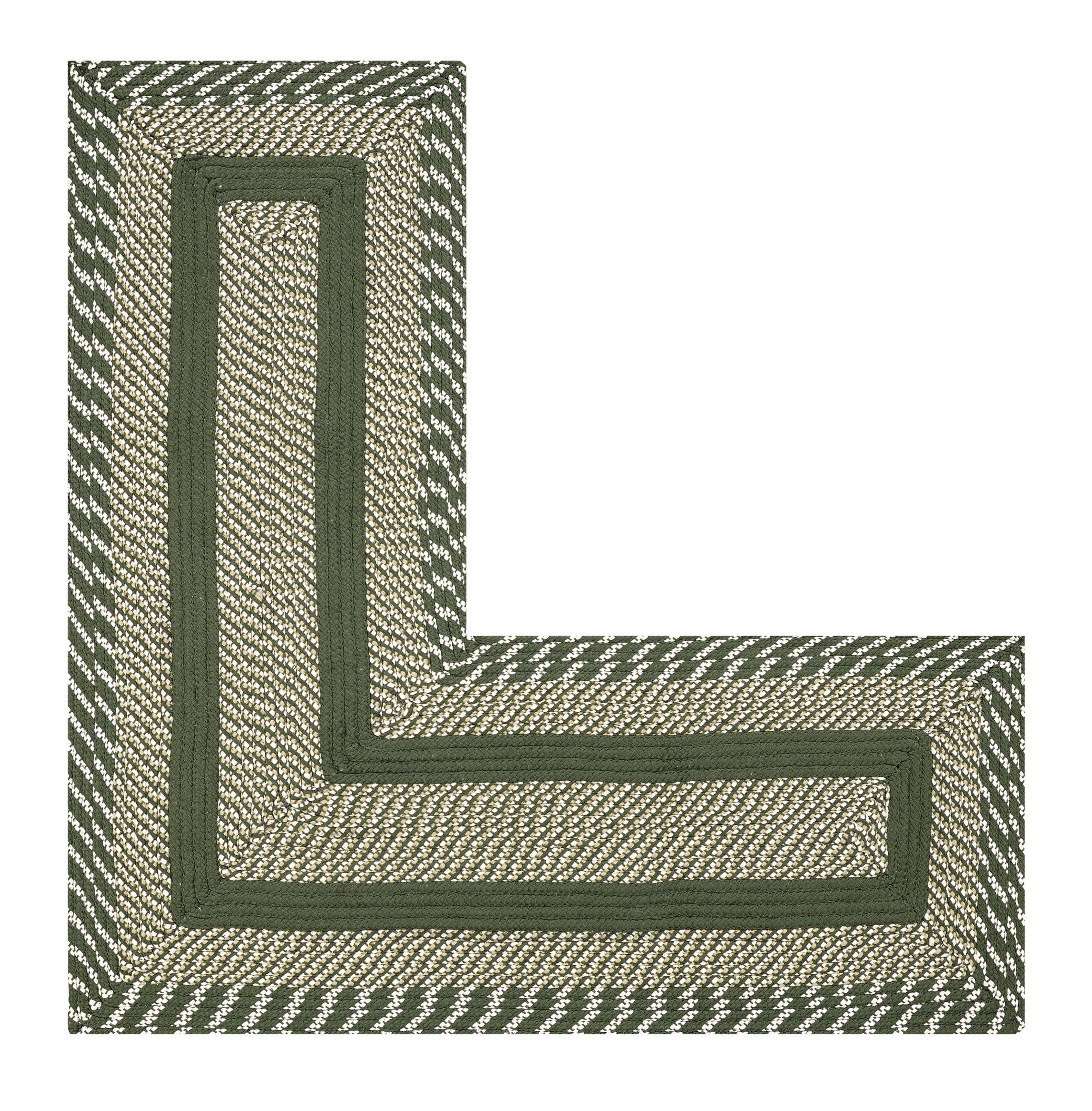Better Trends L-Shaped Braided Rug, 20" x 48" x 48", Reversible 100% Polypropylene Indoor Corner Area Rug, Newport Collection – Sage
