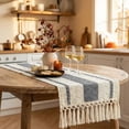 thumbnail image 3 of Boho Table Runner, Farmhouse Macrame Wedding Table Runner For Garden & Outdoor Decor, Summer And Autumn Bridal Shower Decor, Rustic Woven Cotton Crochet Lace With Tassels For Living Room, 72x12 Inch, 3 of 8