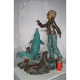 thumbnail image 3 of Nifao Girl feeding a dolphin and seals – Outdoor Bronze Fountain, Garden Water Feature, 28"L x 17"W x 37"H, 3 of 12