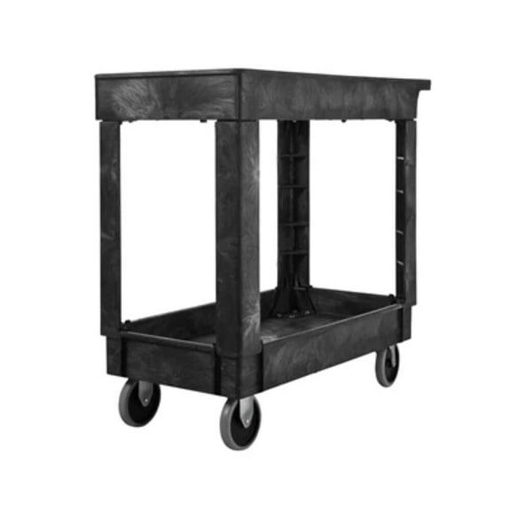 Rubbermaid Commercial Service/Utility Cart, Two-Shelf, 34.13w x 17.38d x 32.38h, Black -RCP9T6600BLA