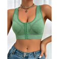 thumbnail image 2 of YWMJI Women's Sports Bra Front Closure No Underwire Bra Soft Wireless Push Up Bra Soft Seamless Supportive Sports Bra Front Closure Tank Bras Comfy Everyday Bras Yoga Running Gym Shape Brs Green Xl, 2 of 5