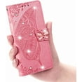 thumbnail image 2 of for Samsung Galaxy A05 Wallet Case for Women Girls, Embossed Floral Butterfly PU Leather Folio Flip Case Cover with Card Slot Holder for Samsung A05 Rhinestone Pink, 2 of 18