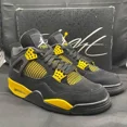 thumbnail image 5 of Ni - ke Ni - ke Air Jordan 4 Retro Men's Sneakers Black/White/Tour Yellow, Size 8 Us, 5 of 5